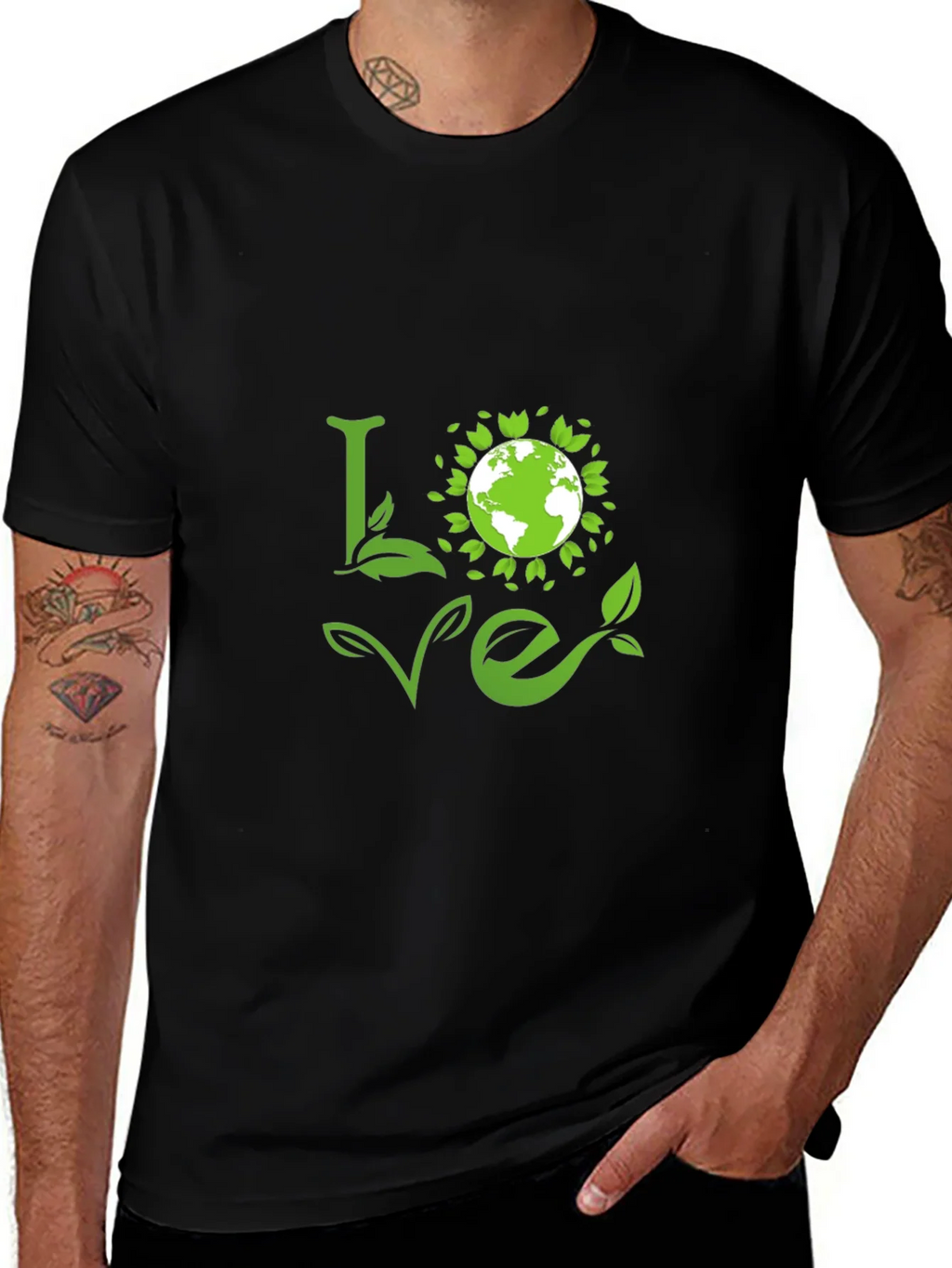 Love Earth Green Graphic Tee - Black product image 1