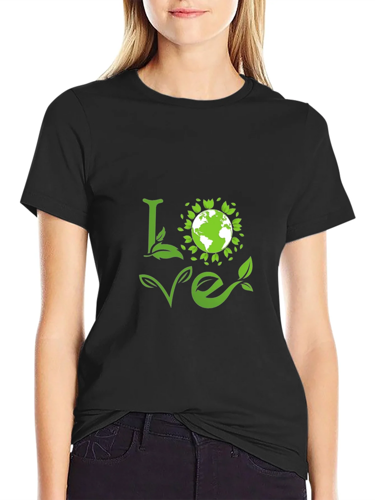 Love Earth Green Graphic Tee - Black product image 2