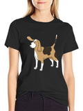 Cartoon Beagle Dog Graphic Black T-Shirt product image 1