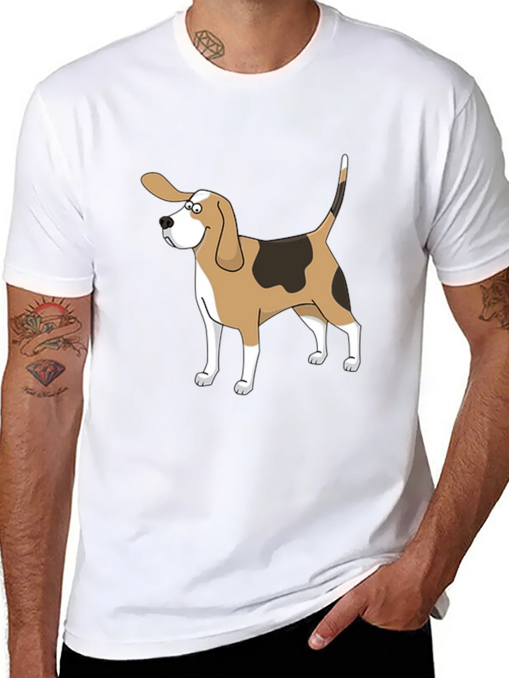 Cartoon Beagle Dog Graphic Black T-Shirt product image 4