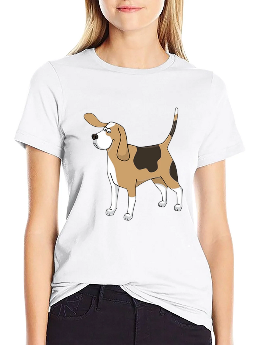 Cartoon Beagle Dog Graphic Black T-Shirt product image 5