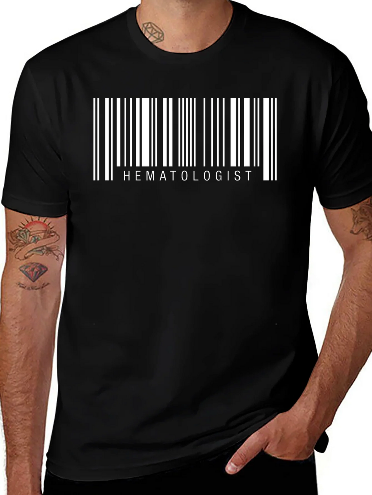 Hematologist Barcode T-Shirt - Black product image 1