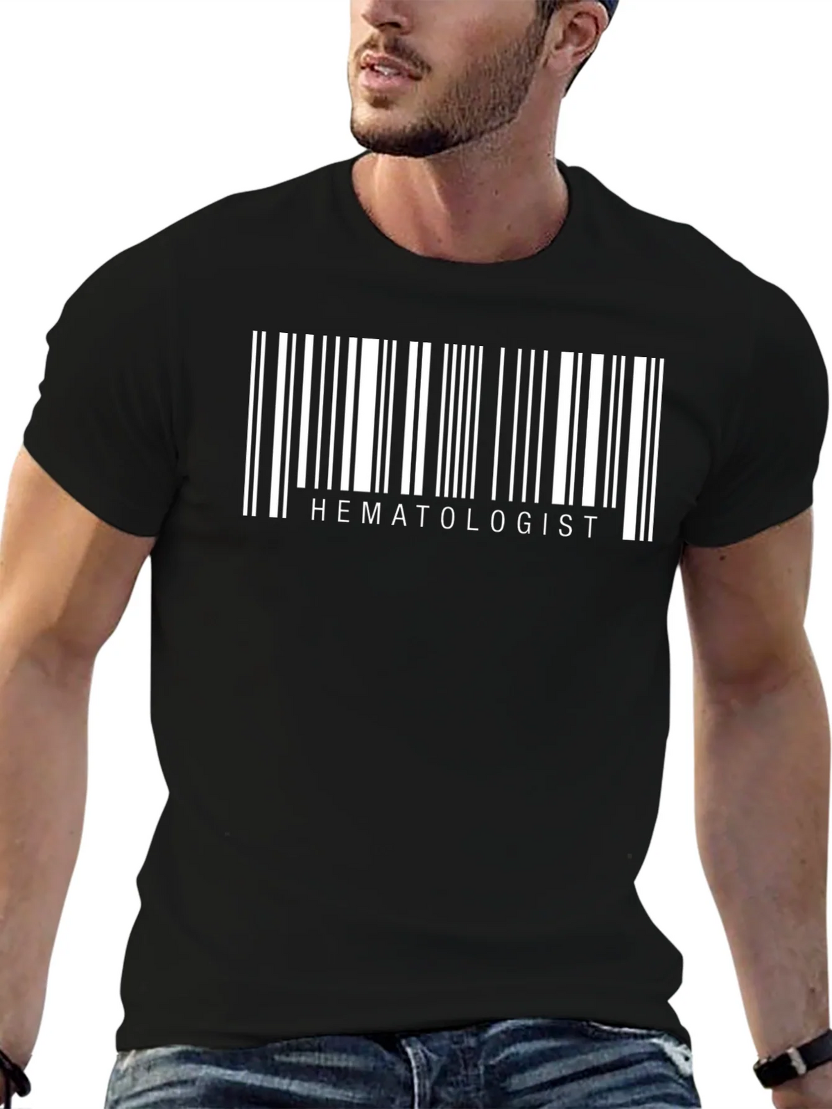 Hematologist Barcode T-Shirt - Black product image 5