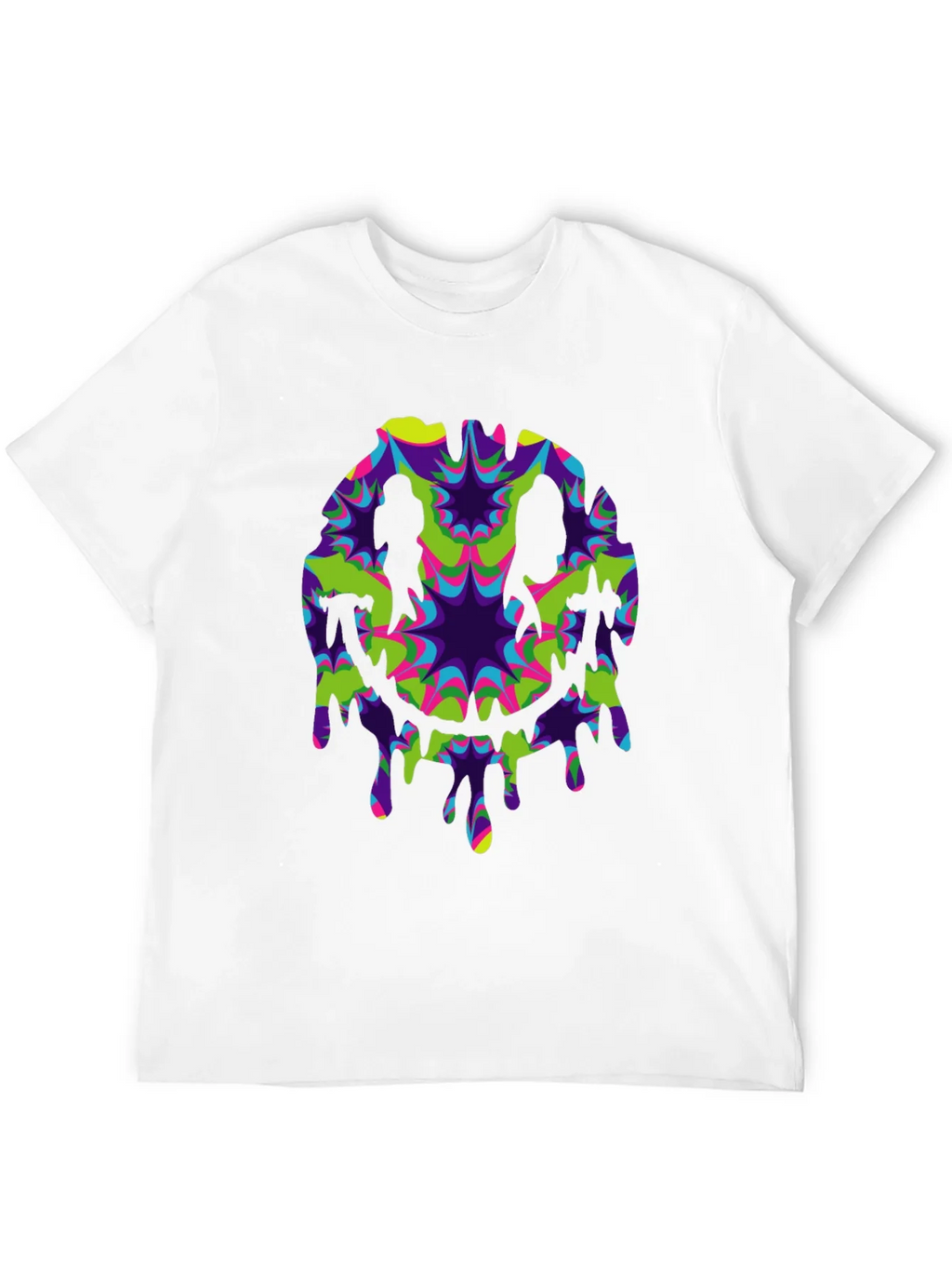 Psychedelic Dripping Smiley Face Black Tee product image 3