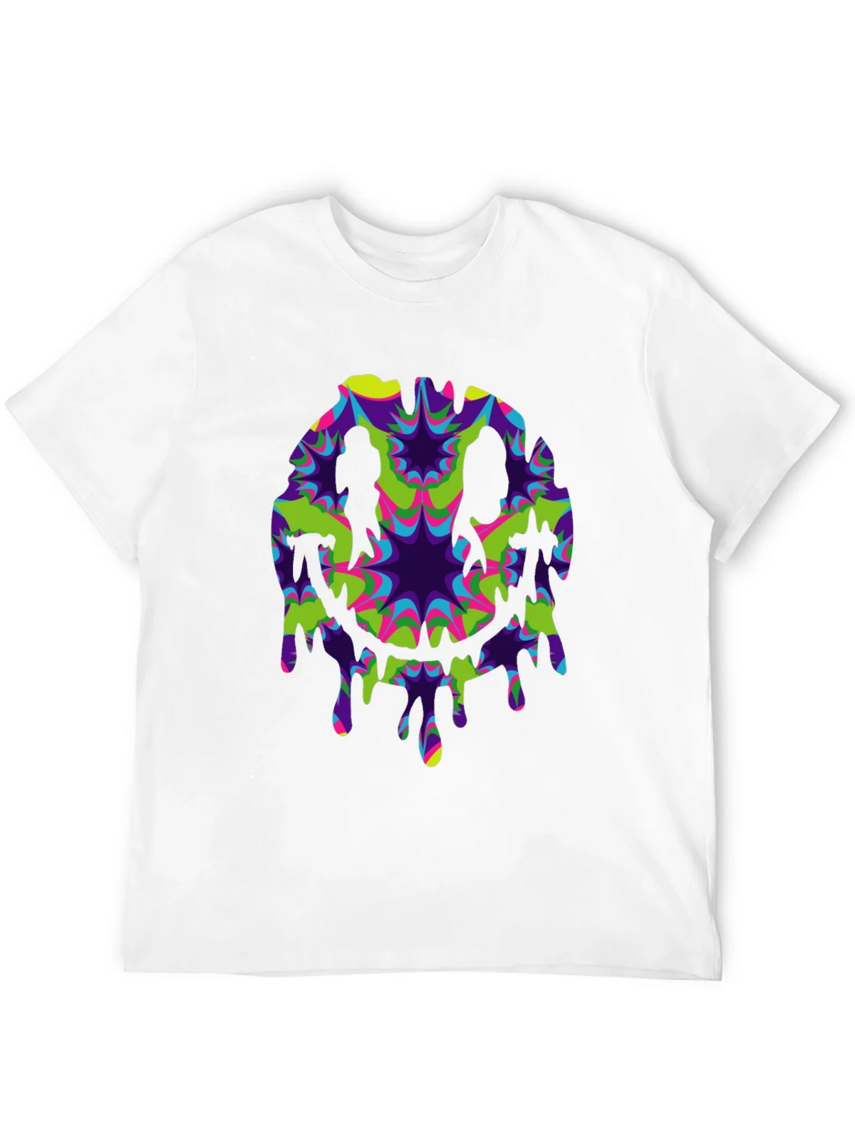 Psychedelic Dripping Smiley Face Black Tee product image 3