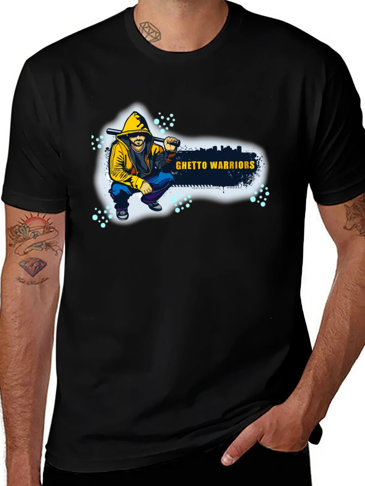 Ghetto Warriors Black Graphic T-Shirt product image 1