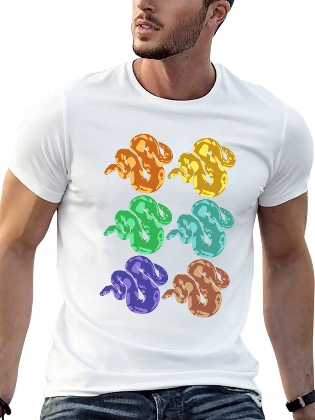 Colorful Snake Print T-Shirt - Unique Reptile Design product image 12