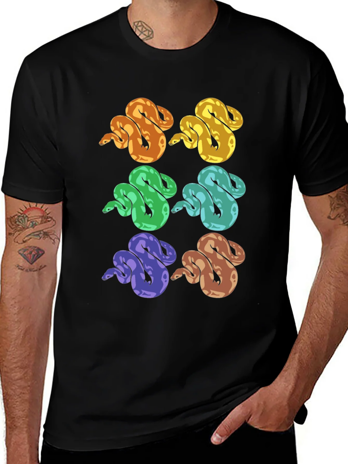 Colorful Snake Print T-Shirt - Unique Reptile Design product image 1