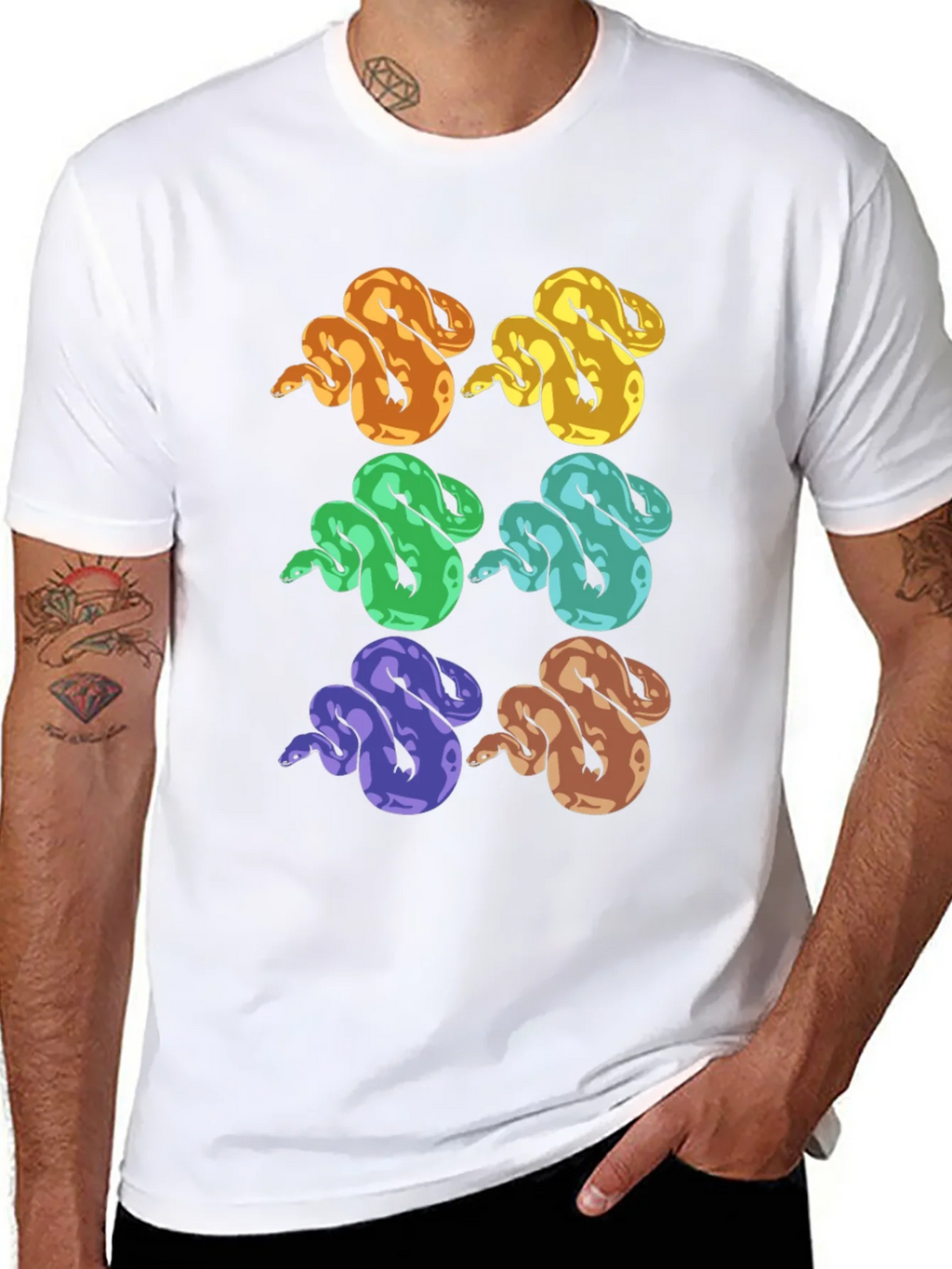Colorful Snake Print T-Shirt - Unique Reptile Design product image 7