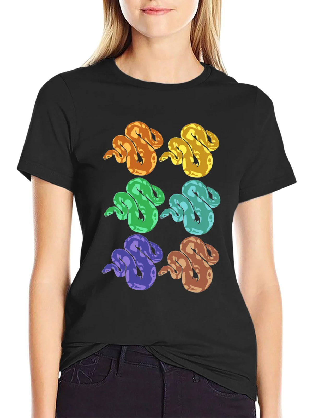 Colorful Snake Print T-Shirt - Unique Reptile Design product image 2