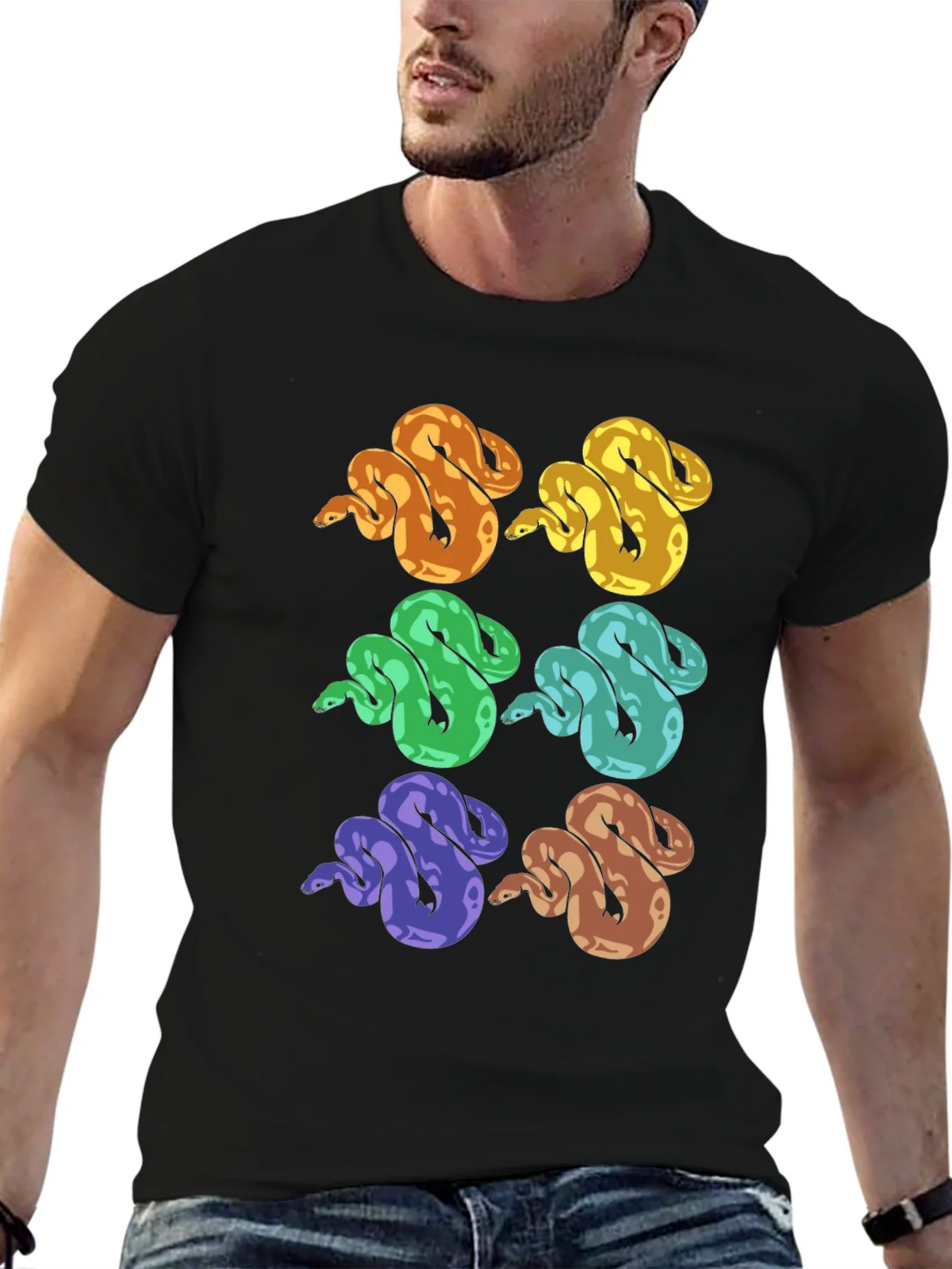 Colorful Snake Print T-Shirt - Unique Reptile Design product image 6