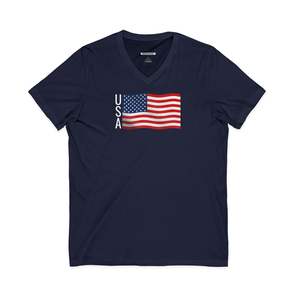USA Flag V-Neck Graphic T-Shirt product image 1