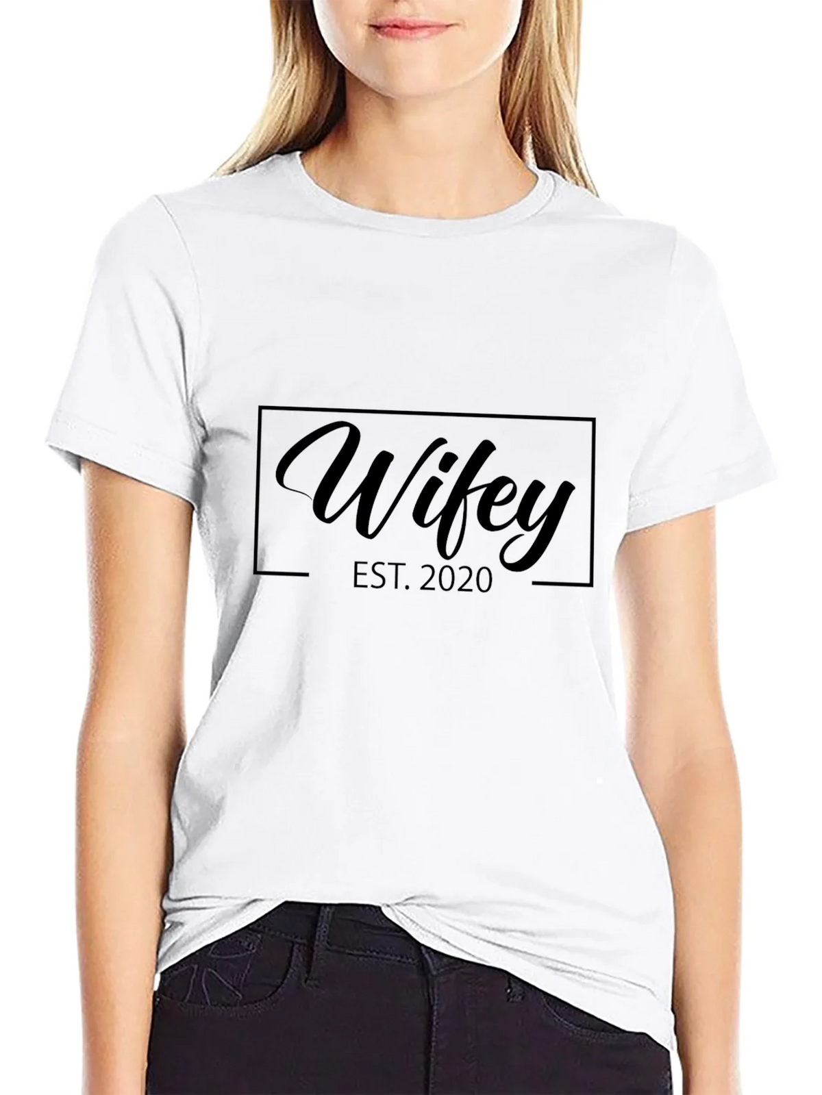 Wifey Est. 2020 Black T-Shirt - Gift for Wife product image 5