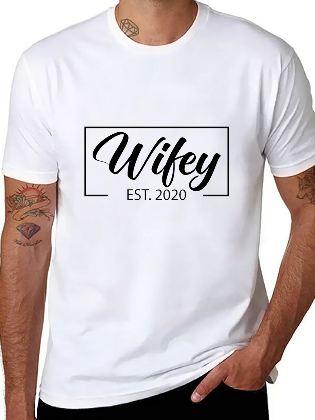 Wifey Est. 2020 Black T-Shirt - Gift for Wife product image 4