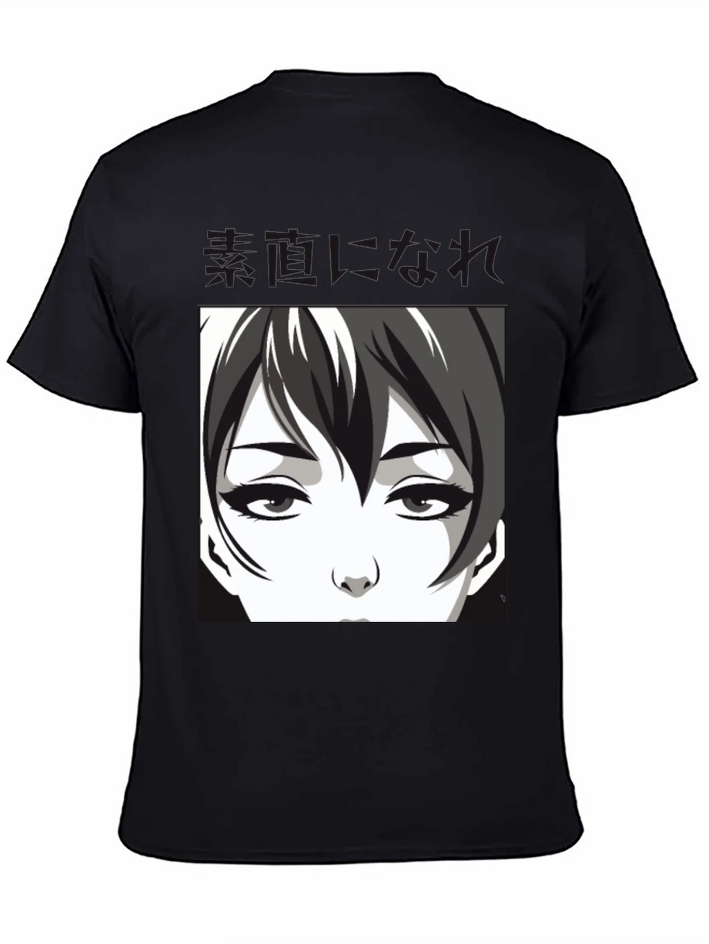 Anime Face Graphic Black T-Shirt product image 4