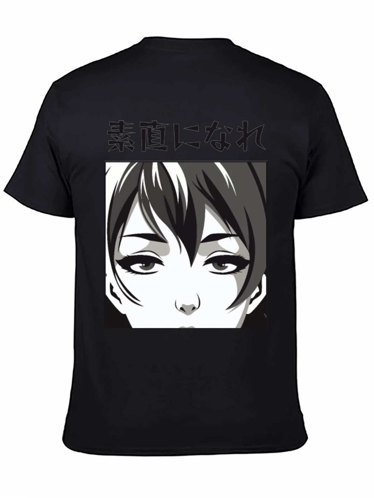 Anime Face Graphic Black T-Shirt product image 4