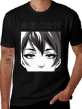 Anime Face Graphic Black T-Shirt product image 1