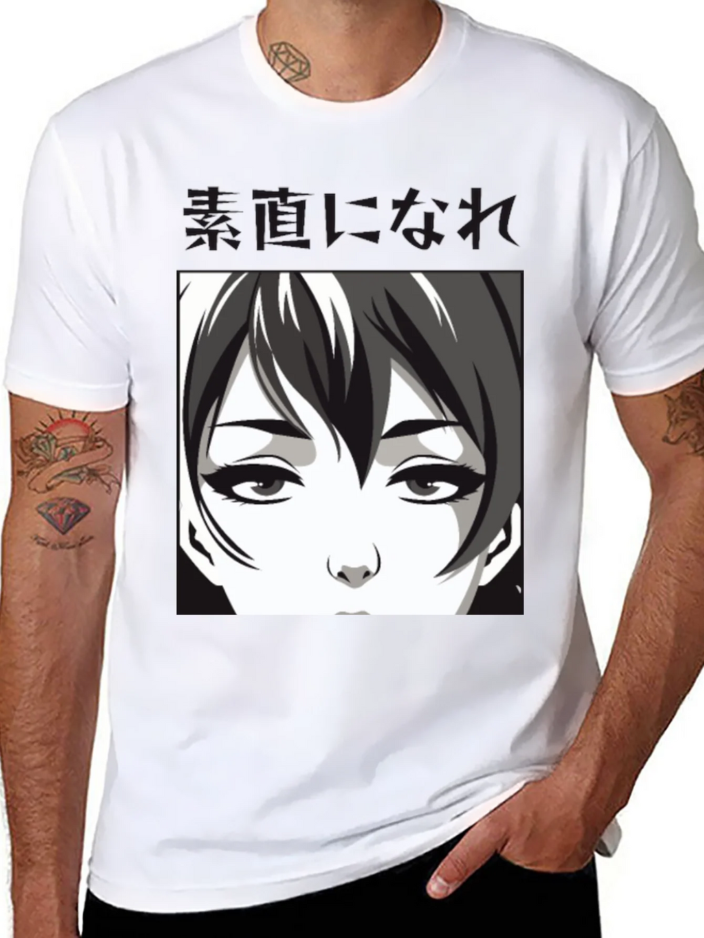 Anime Face Graphic Black T-Shirt product image 7