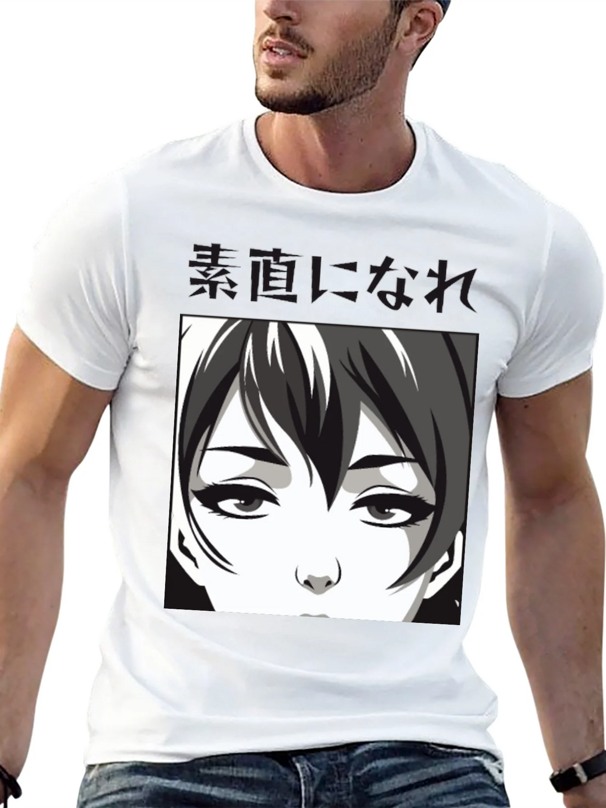 Anime Face Graphic Black T-Shirt product image 12