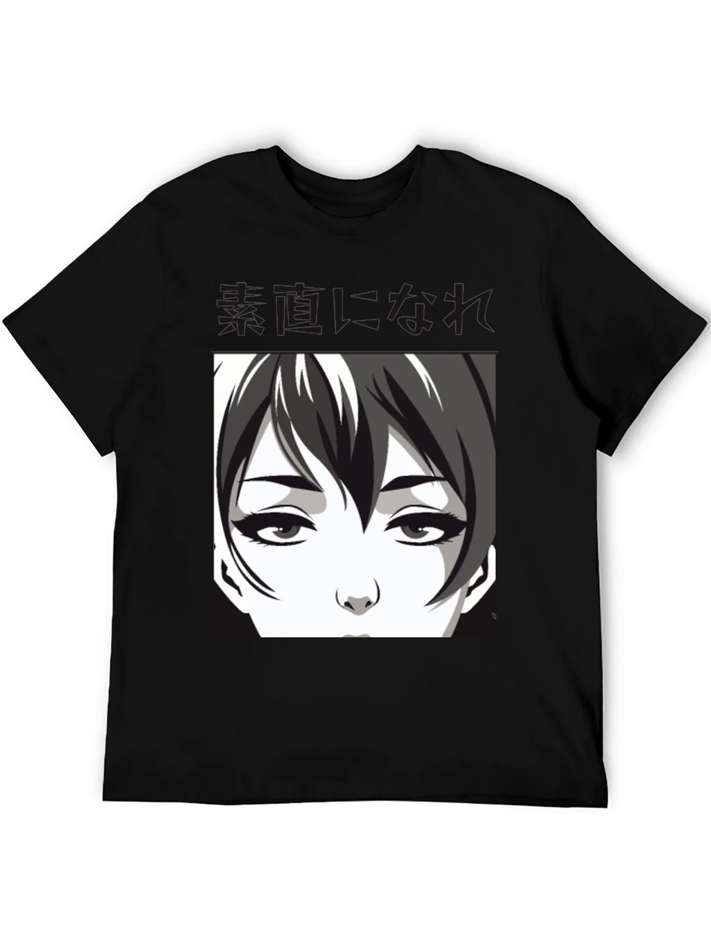 Anime Face Graphic Black T-Shirt product image 5