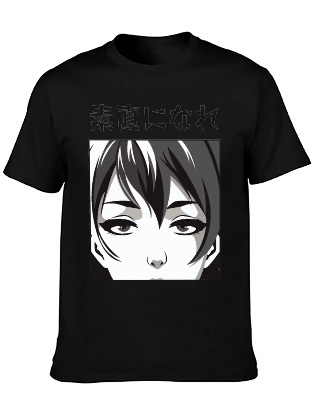 Anime Face Graphic Black T-Shirt product image 3