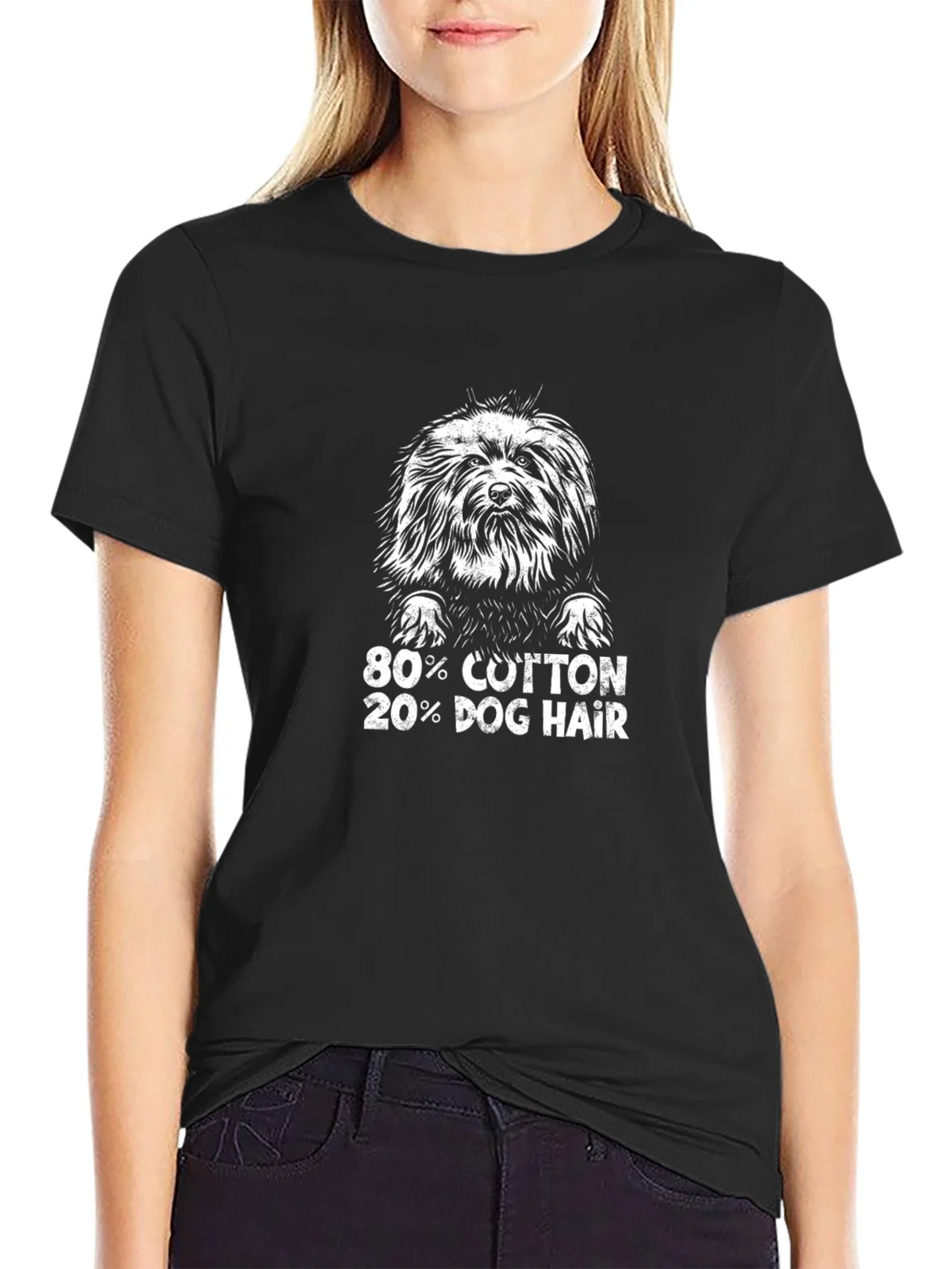 80% Cotton 20% Dog Hair Black T-Shirt product image 1