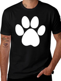 Black T-Shirt with White Paw Print Design product image 1