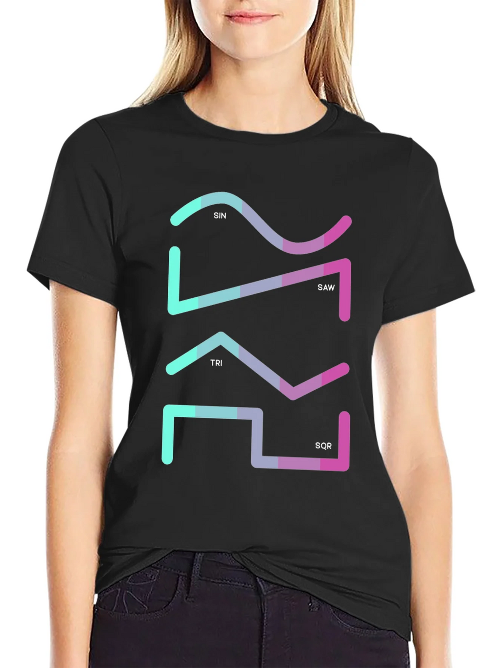 Geometric Waveform Graphic Tee - Sin Saw Tri SQR product image 2