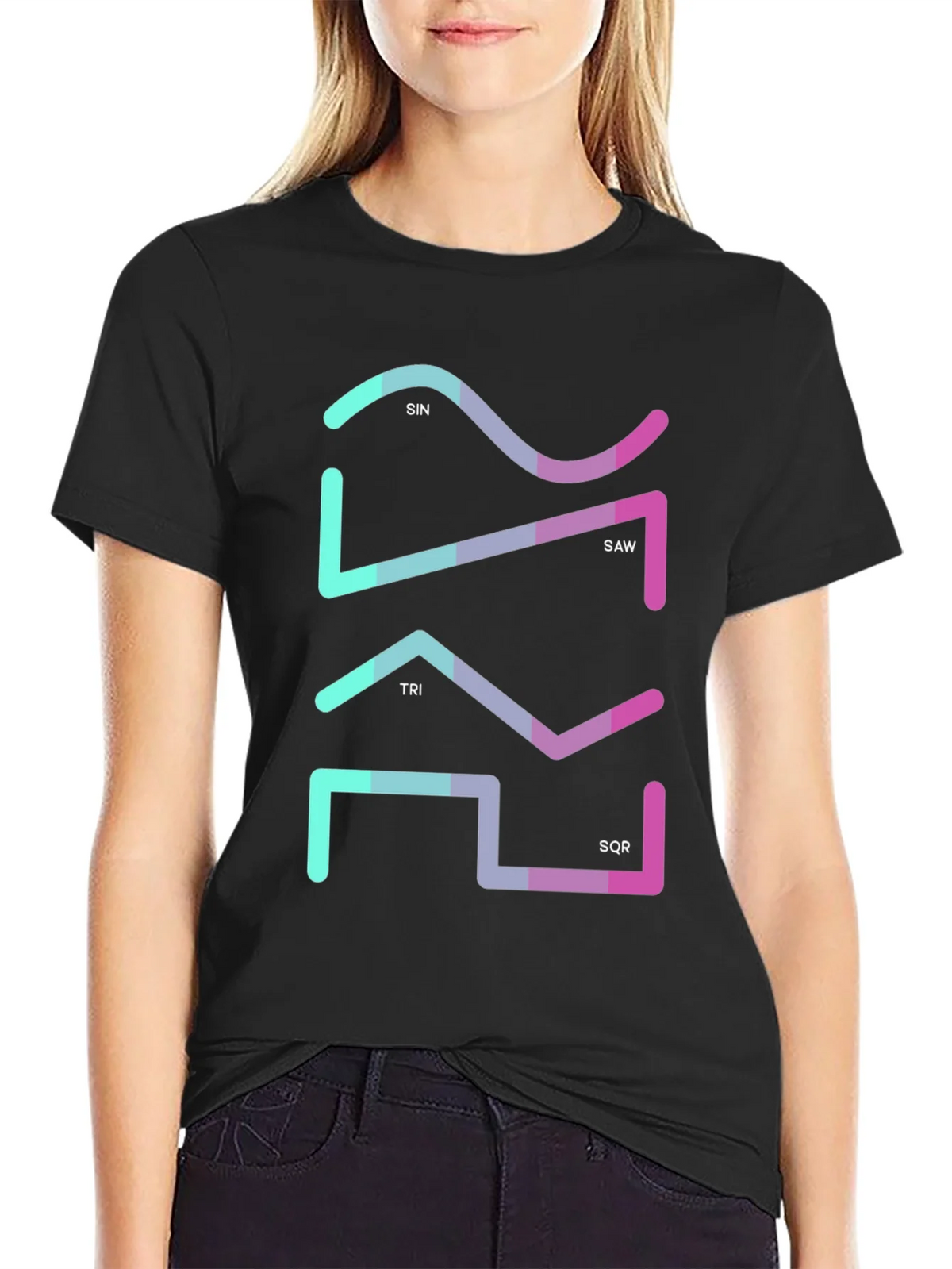 Geometric Waveform Graphic Tee - Sin Saw Tri SQR product image 2