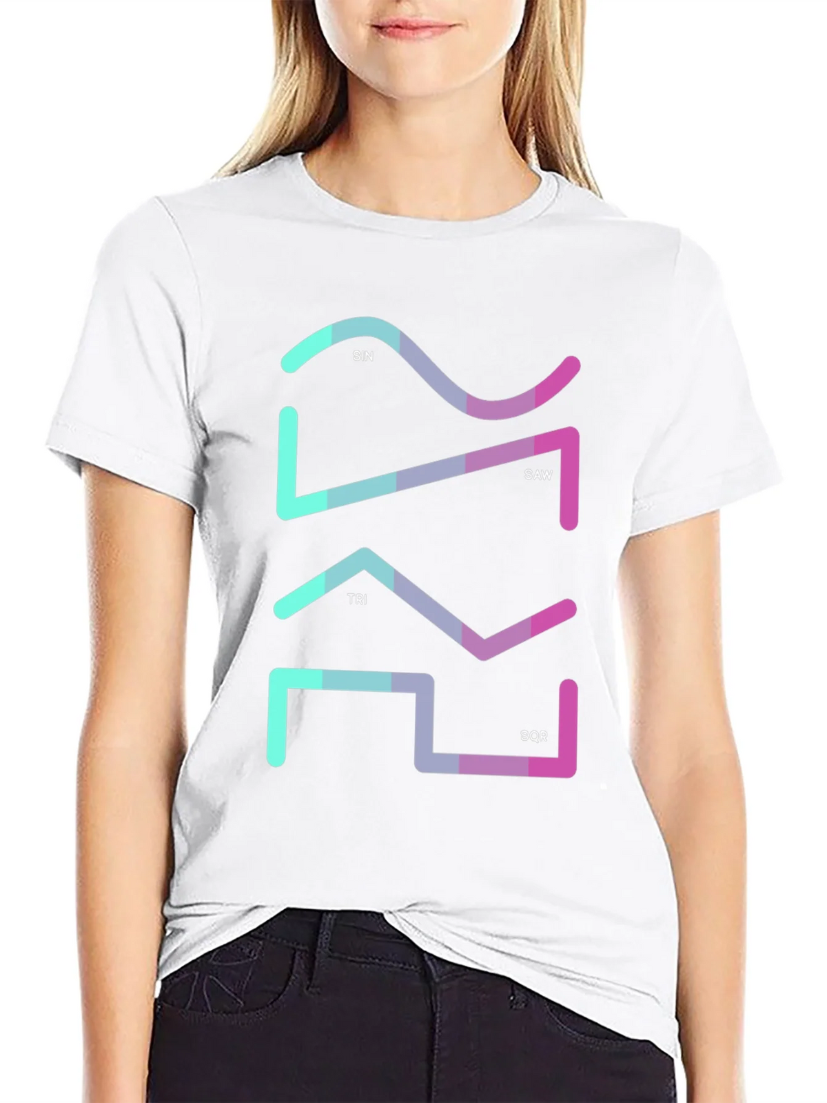 Geometric Waveform Graphic Tee - Sin Saw Tri SQR product image 8