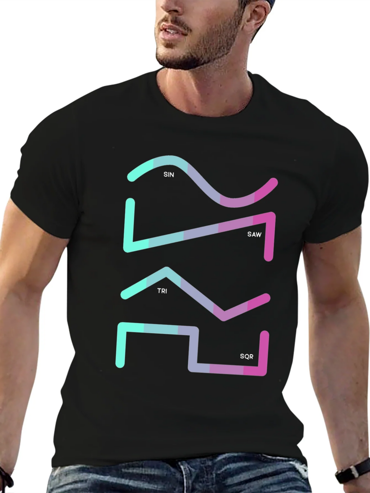 Geometric Waveform Graphic Tee - Sin Saw Tri SQR product image 6