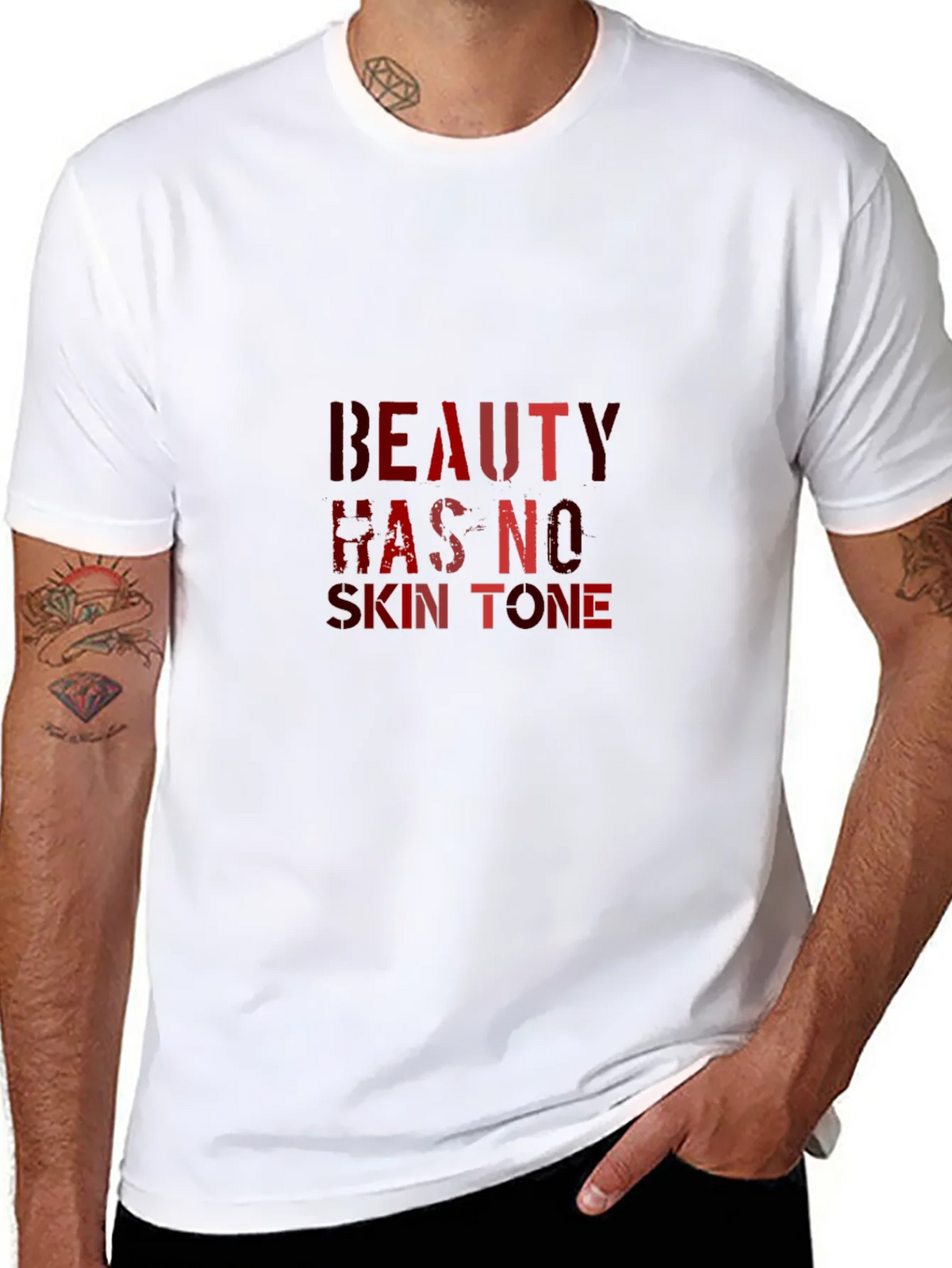 Beauty Has No Skin Tone Black Graphic Tee product image 7