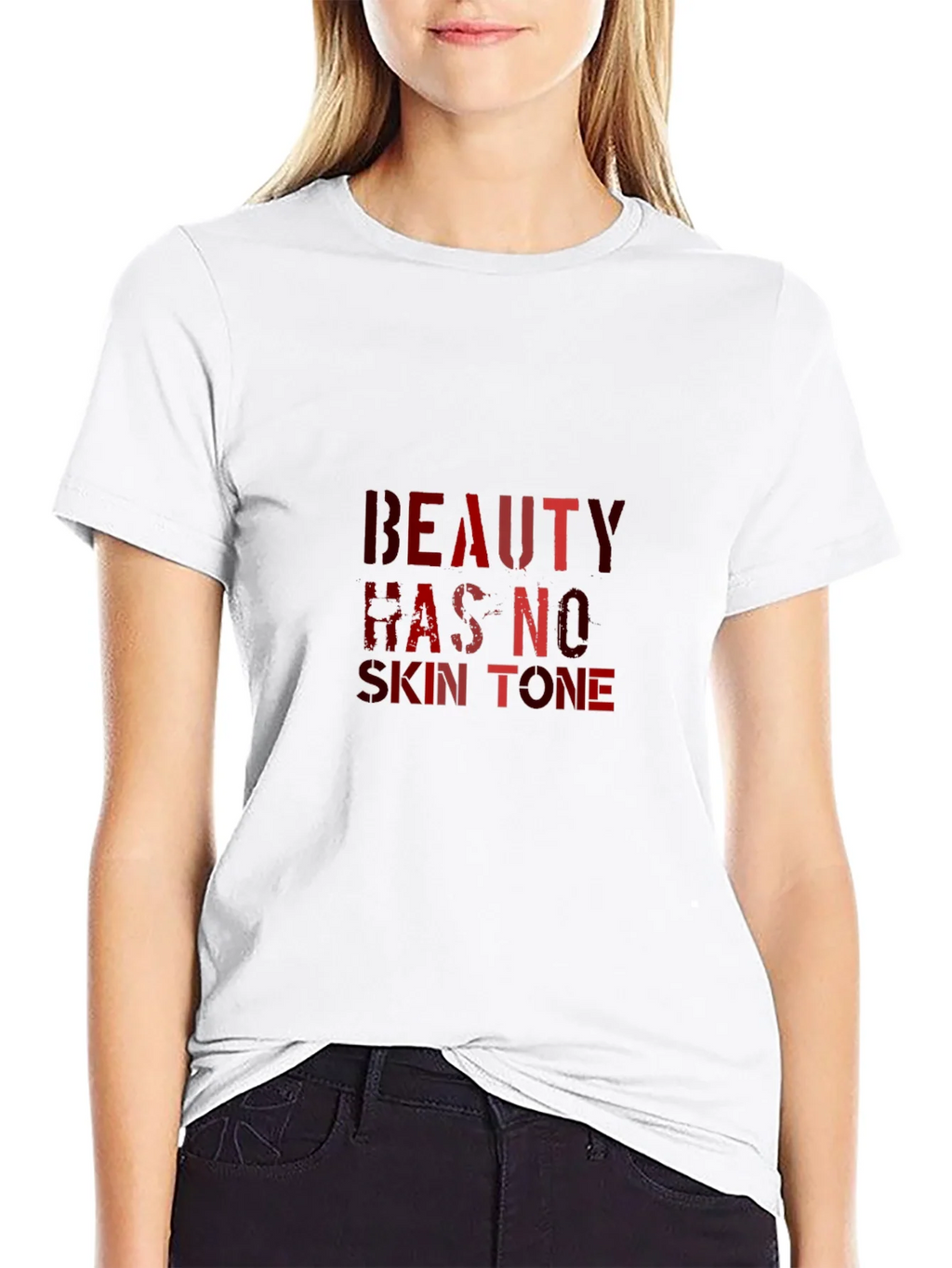 Beauty Has No Skin Tone Black Graphic Tee product image 8