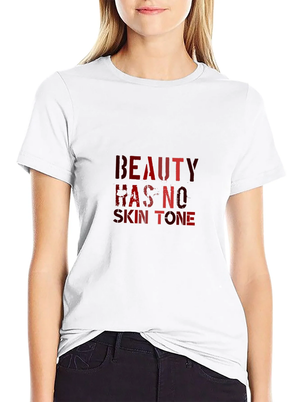 Beauty Has No Skin Tone Black Graphic Tee product image 8