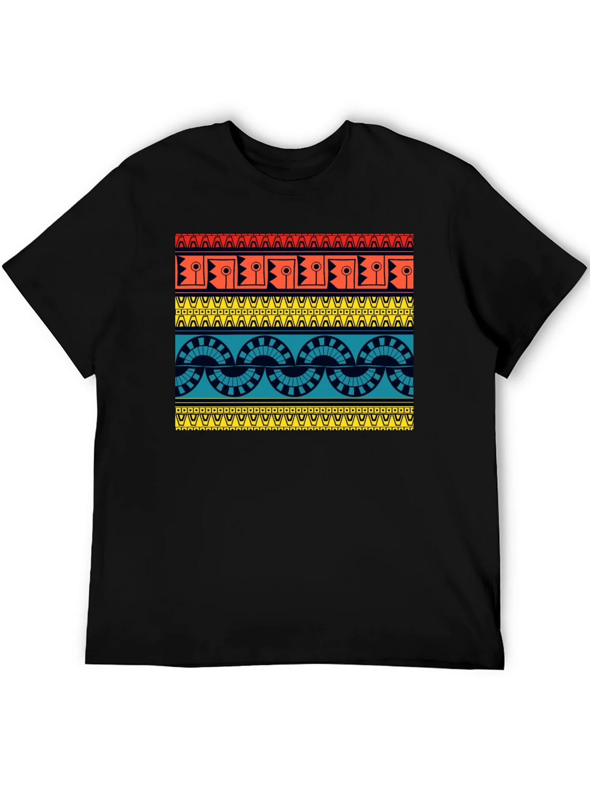 Geometric Aztec Pattern Black T-Shirt product image 5