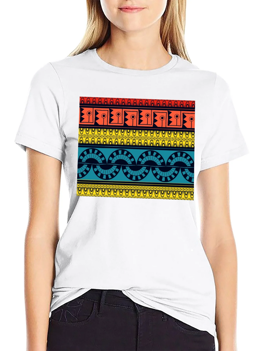 Geometric Aztec Pattern Black T-Shirt product image 8