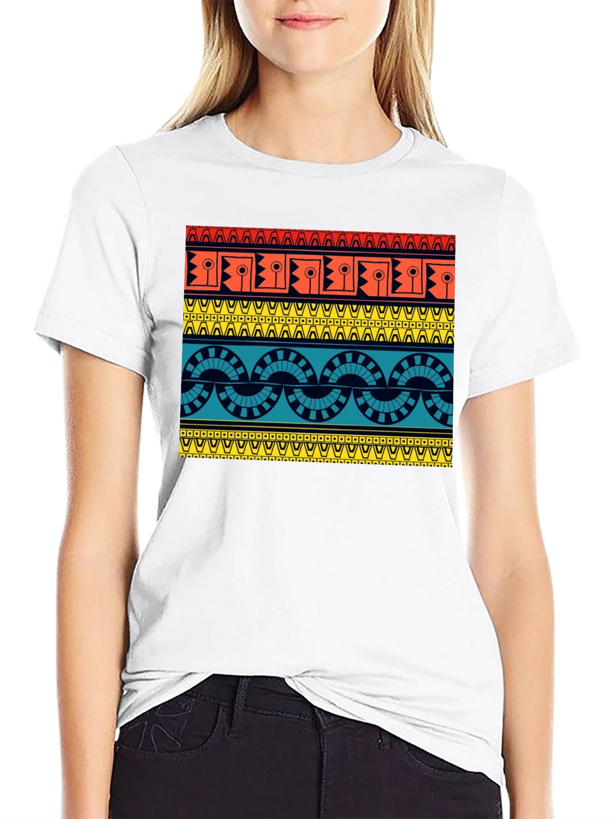 Geometric Aztec Pattern Black T-Shirt product image 8