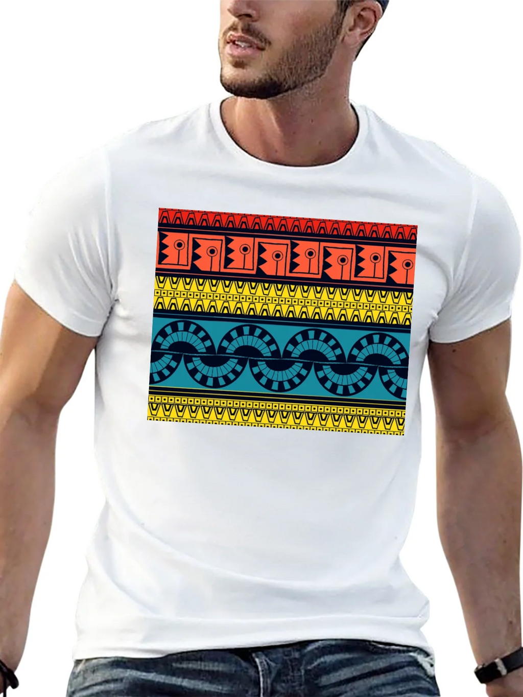 Geometric Aztec Pattern Black T-Shirt product image 12