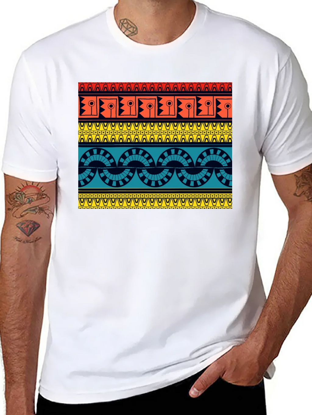 Geometric Aztec Pattern Black T-Shirt product image 7
