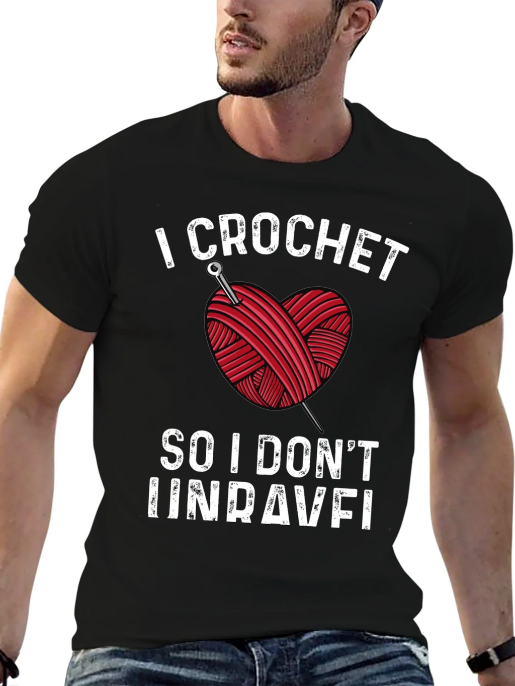 I Crochet So I Dont Unravel Black T-Shirt product image 5