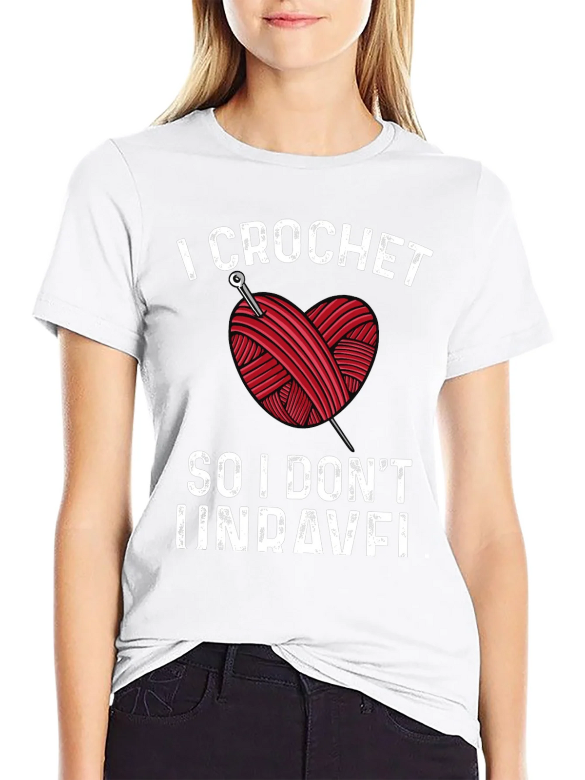 I Crochet So I Dont Unravel Black T-Shirt product image 6