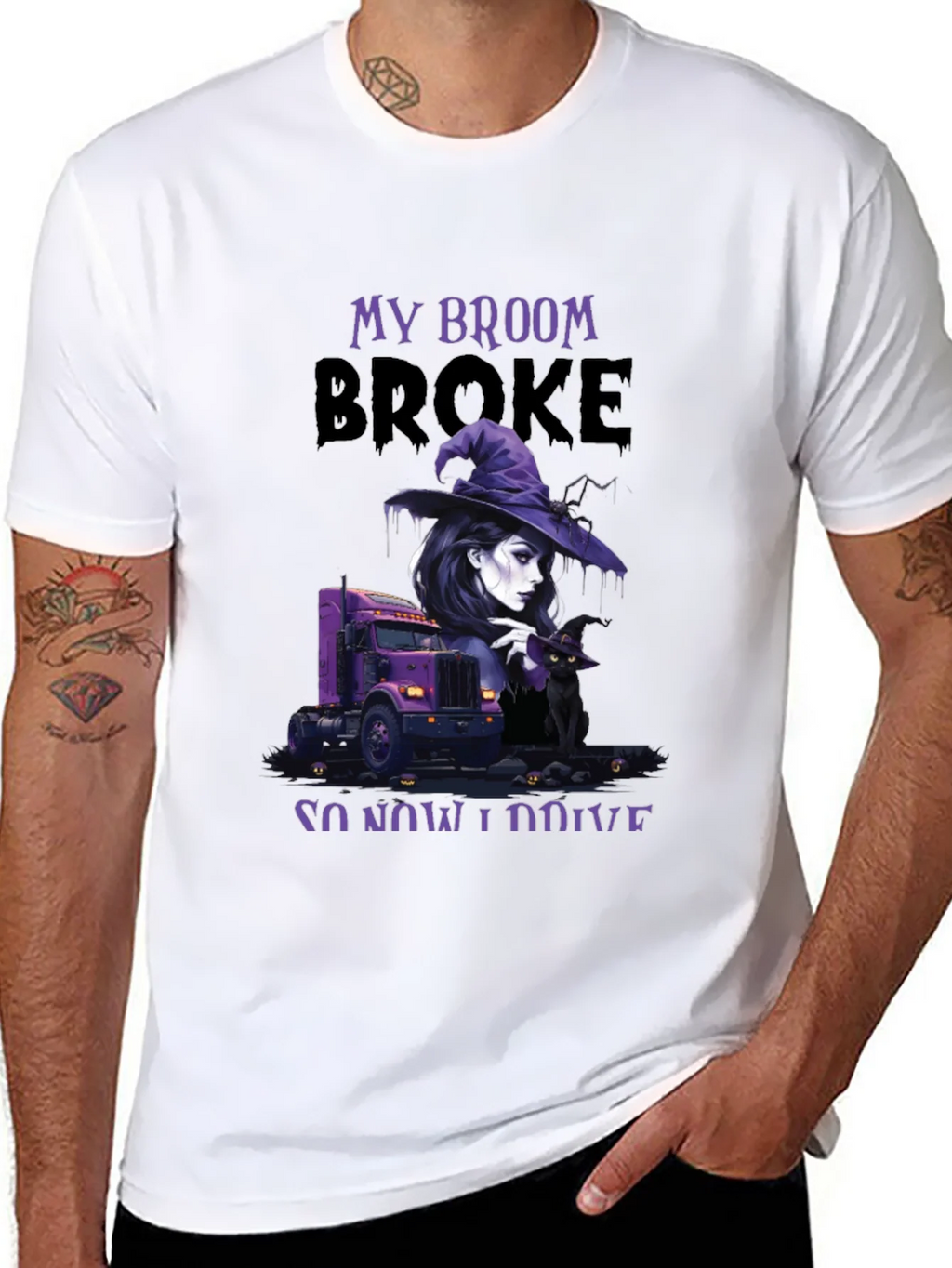 My Broom Broke Trucker T-Shirt product image 6