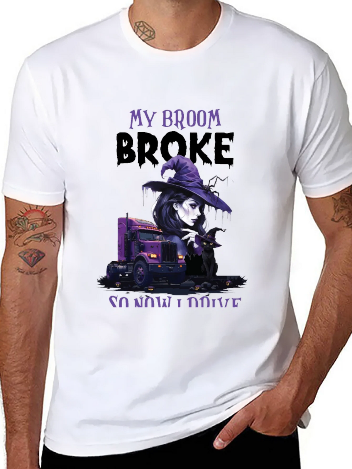 My Broom Broke Trucker T-Shirt product image 6