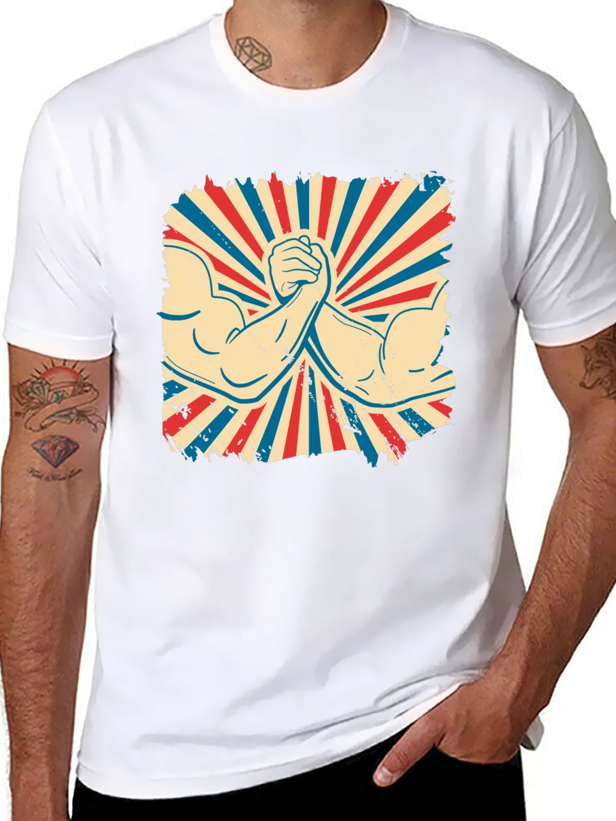Retro Arm Wrestling Graphic Tee - Black product image 7