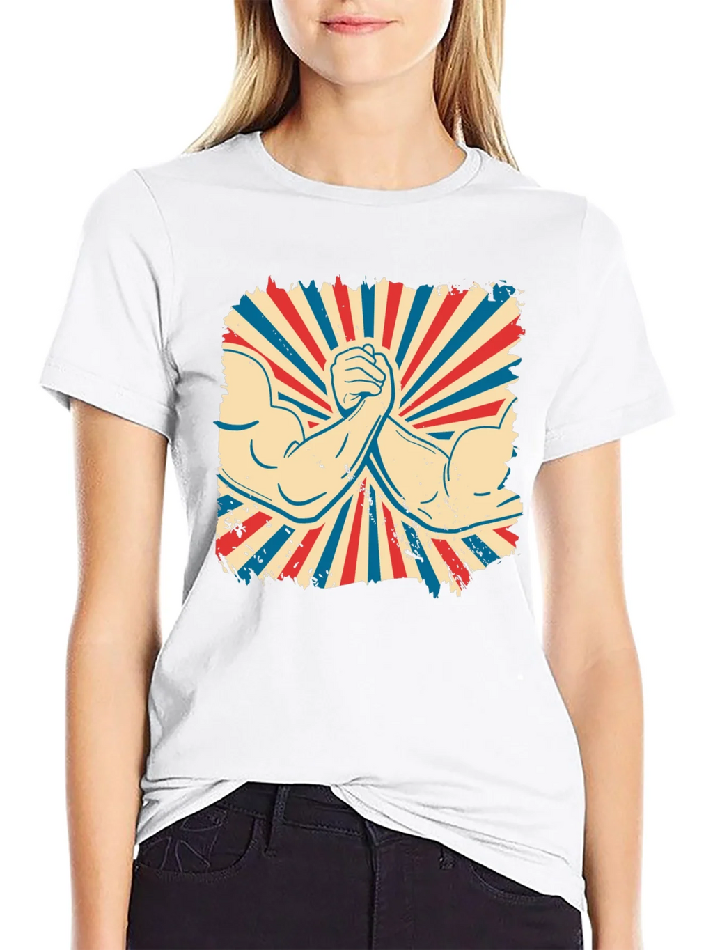 Retro Arm Wrestling Graphic Tee - Black product image 8