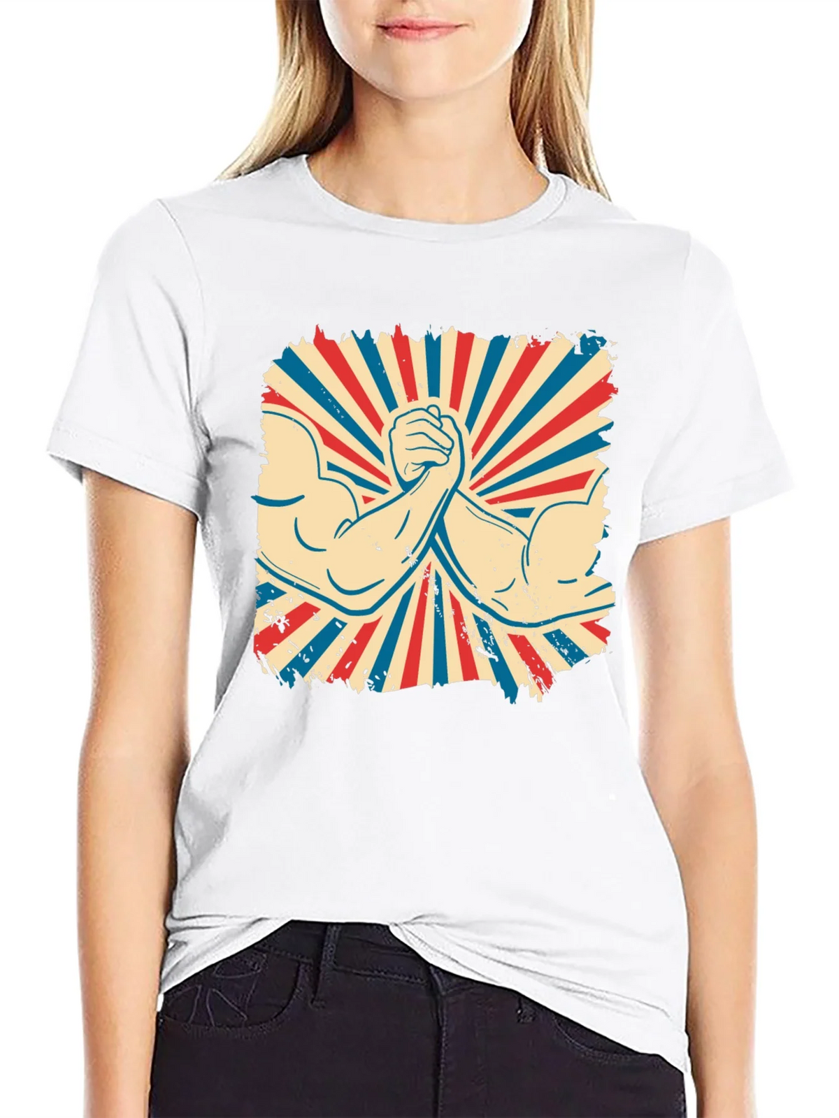 Retro Arm Wrestling Graphic Tee - Black product image 8