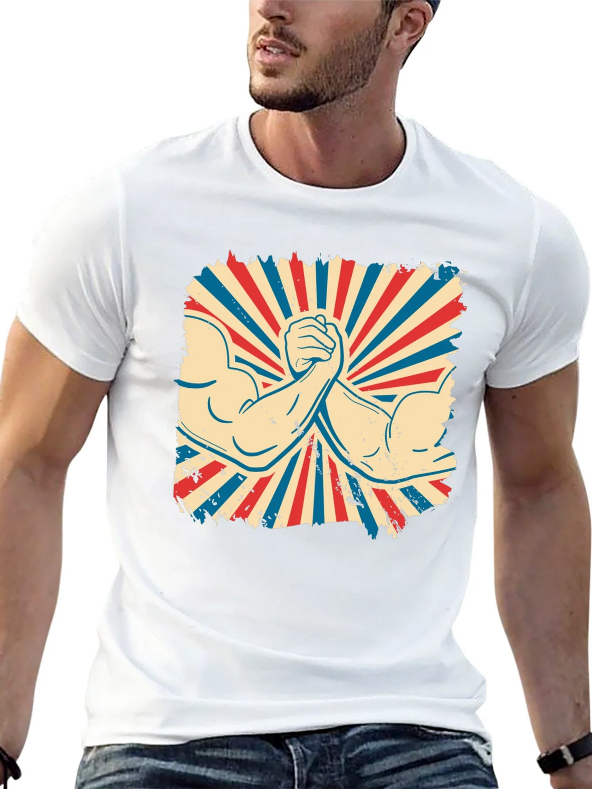 Retro Arm Wrestling Graphic Tee - Black product image 12