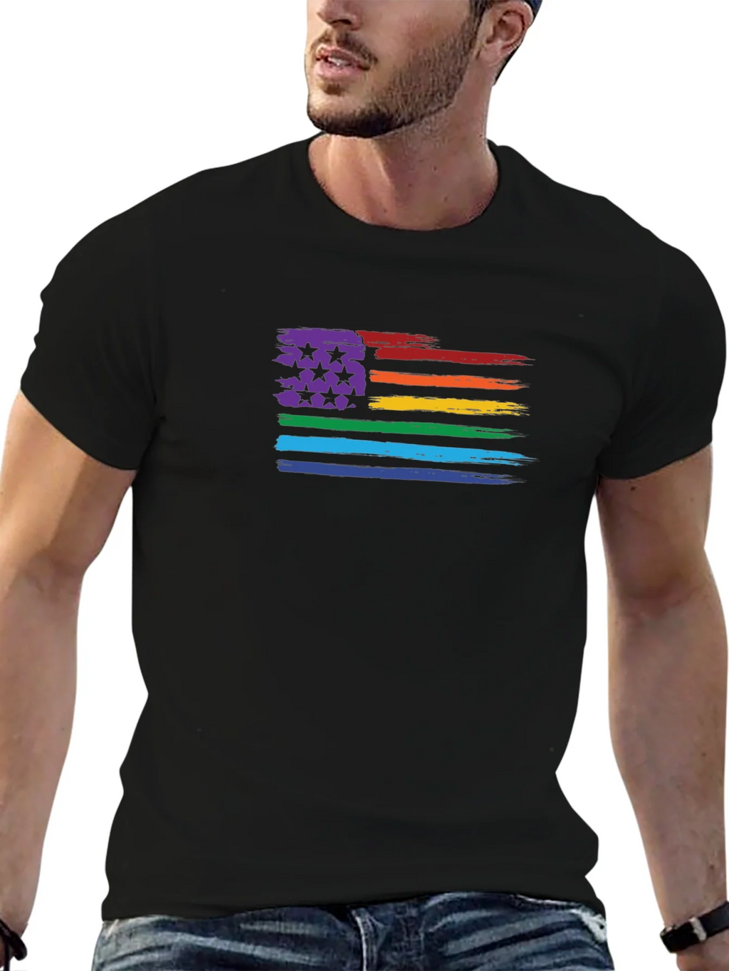LGBT Pride Flag T-Shirt - Unisex Black Tee product image 6