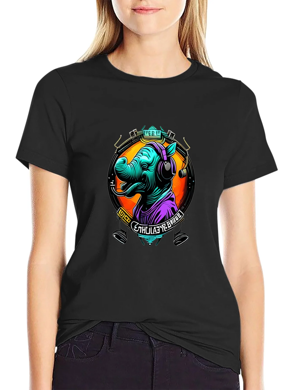 Rhinoceros DJ Graphic Tee - Cool Animal Lover Shirt product image 2