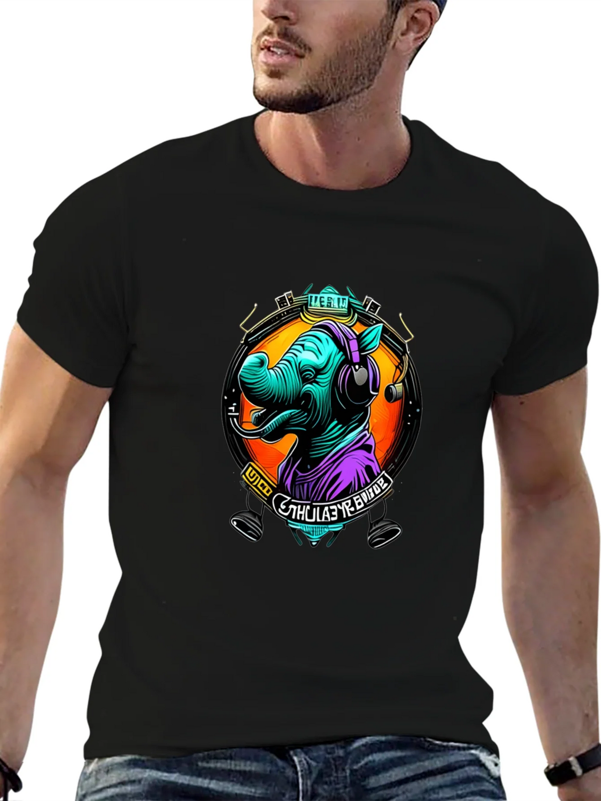 Rhinoceros DJ Graphic Tee - Cool Animal Lover Shirt product image 6